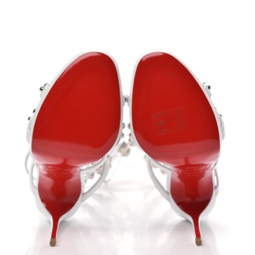 Christian Louboutin Amazoutiful 120 Lace Up Sandals Latte/Sliver - Picture 7 of 8